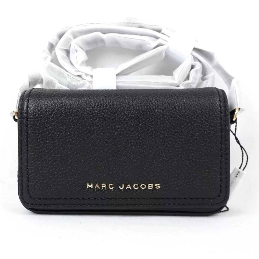 NWT [Marc Jacobs] Authenticated Pebbled Leather Crossbody Handbag, Black w/ Gold - Picture 6 of 15